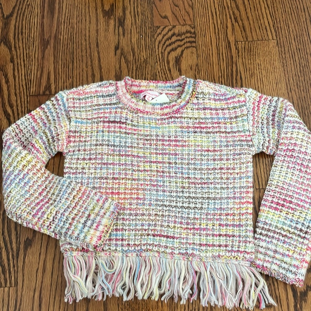 Girls NWT sweater with fringe detail